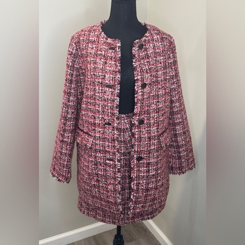 Talbots Tweed Jacket Skirt Set Pink Boucle Preppy Chic Size 6 NEW WITH TAGS - Picture 4 of 15